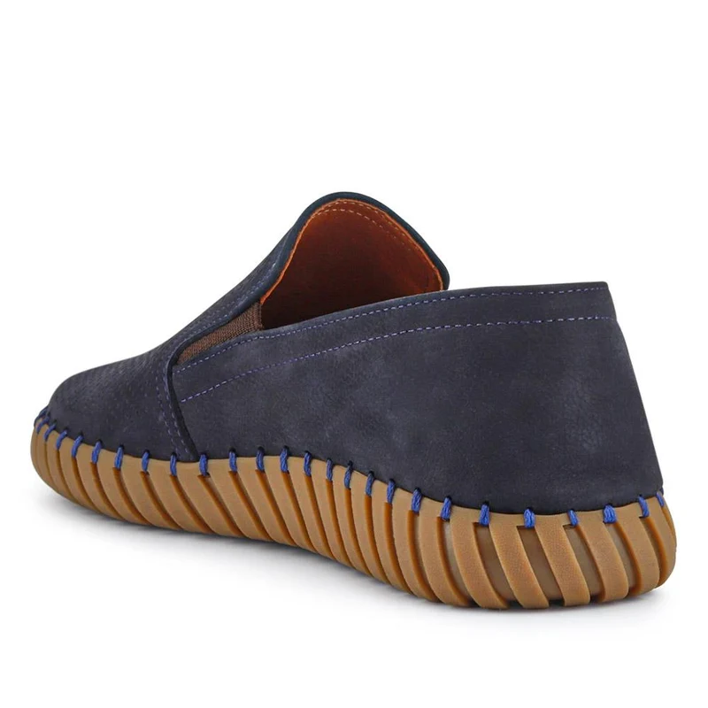 Men's Casual Leather Slip-On Shoes - OZIL41000 / 326 847 - Navy