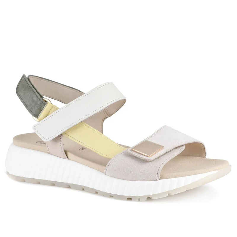 Gabor Leather Touch Fasten Platform Sandals - GABC43521 / 330 460 - Beige Multi