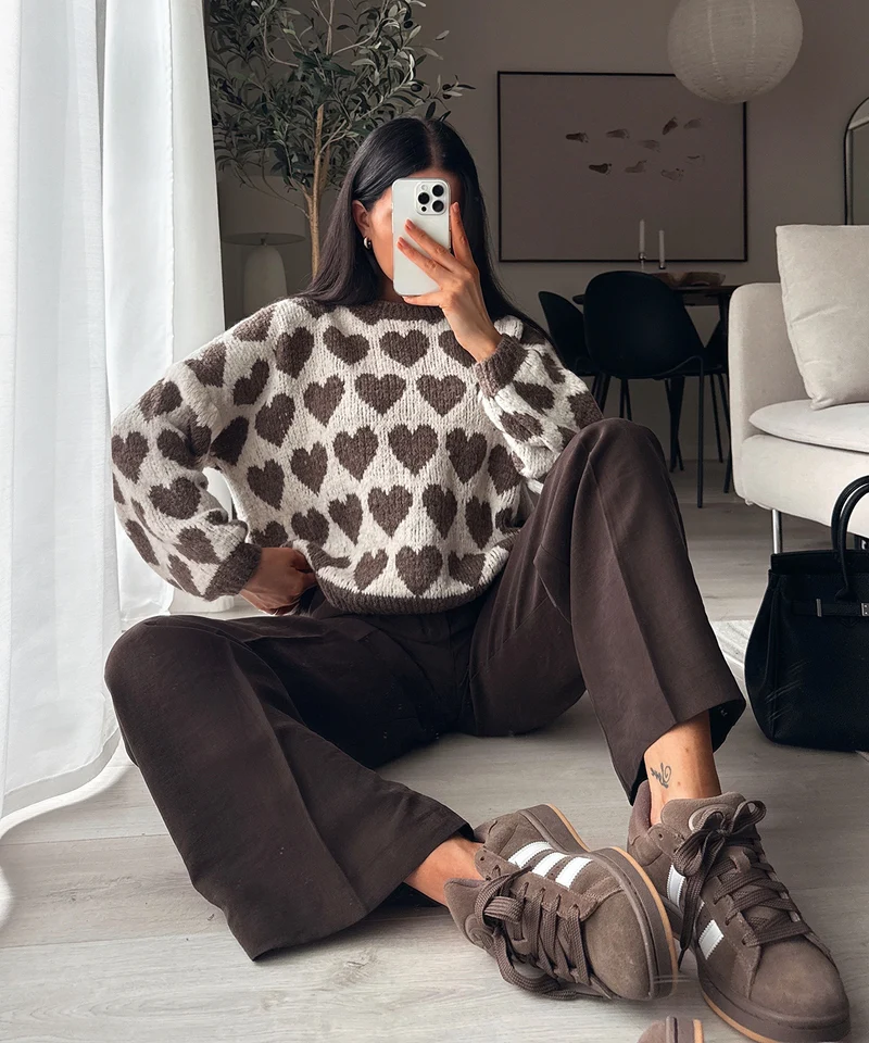 Pullover Mona Herzen Braun