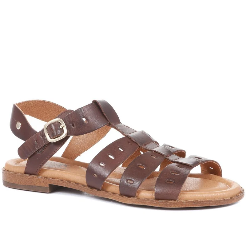 Leather Gladiator Sandals - PIKO35501 / 322 083 - Dark Brown