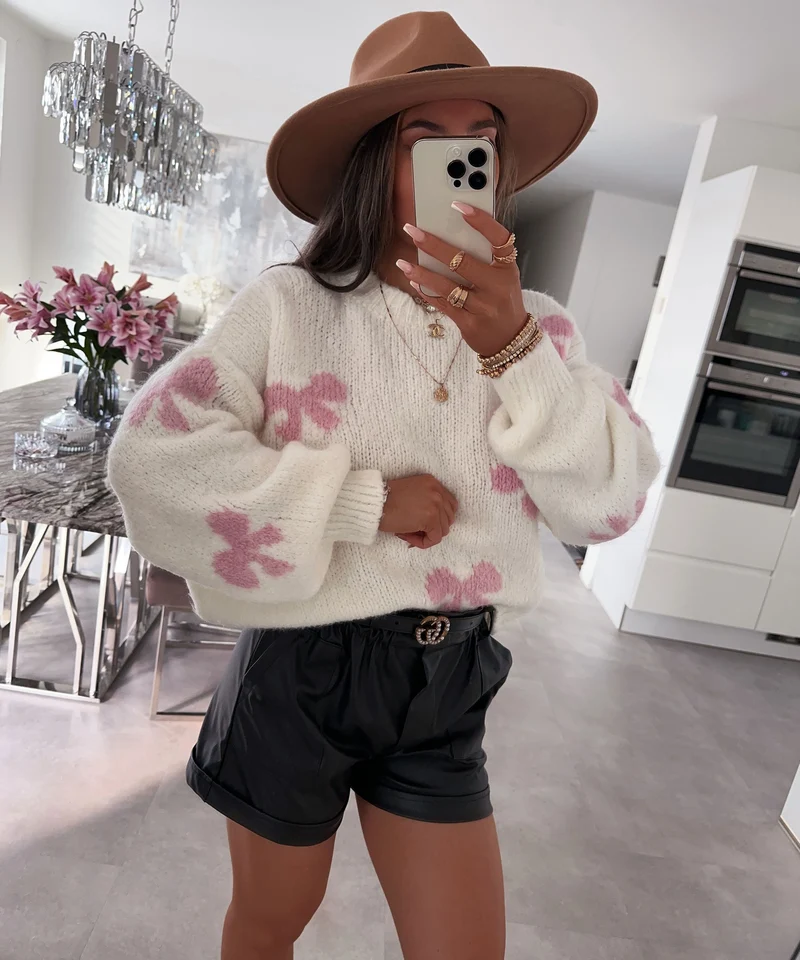 Pullover Belle Schleife Weiß