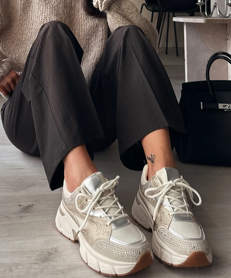 Sneaker Lola Strass Beige