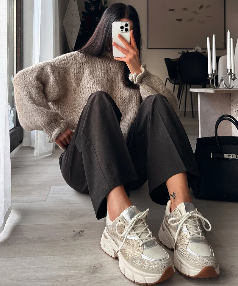 Sneaker Lola Strass Beige