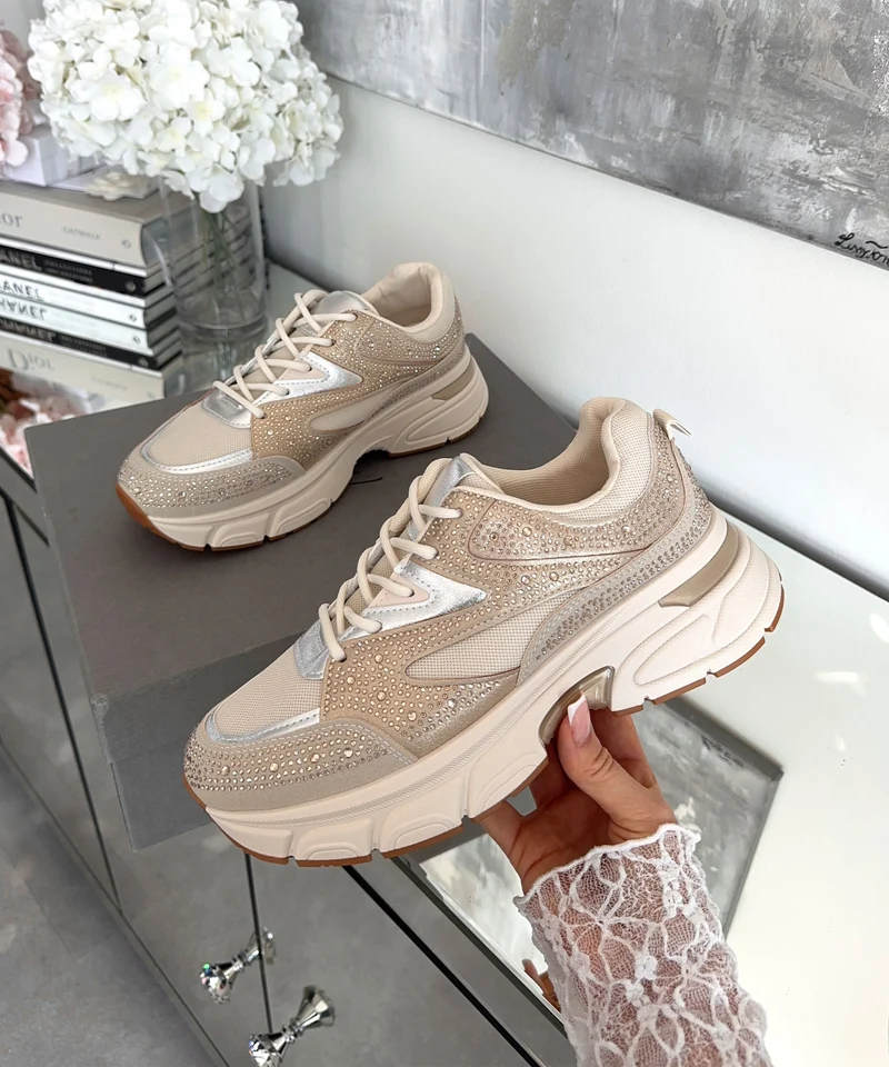 Sneaker Lola Strass Beige
