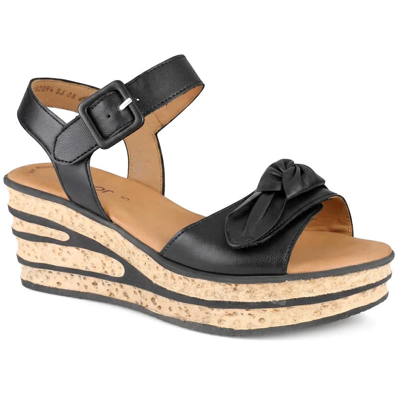 Gabor Buckle Fasten Wedge Heel Sandals - GABC43526 / 330 708 - Black