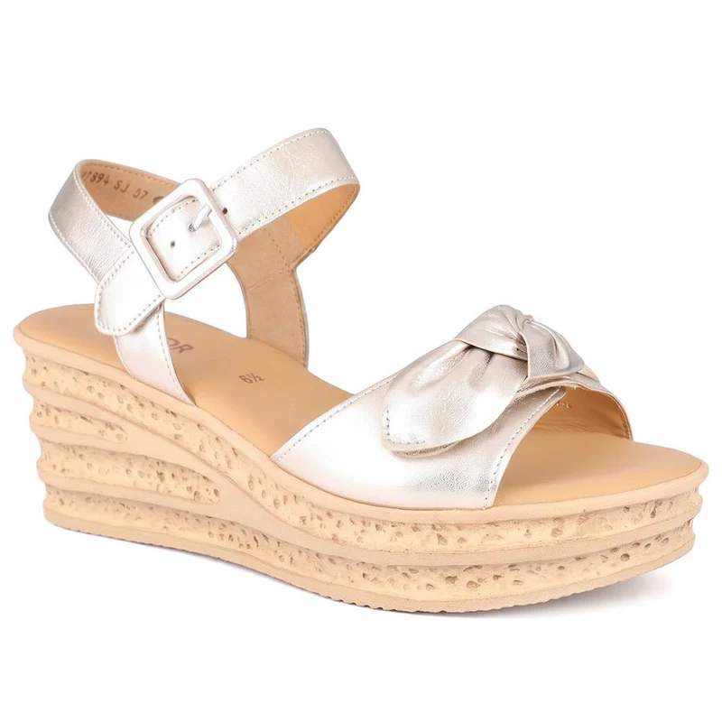 Gabor Buckle Fasten Wedge Heel Sandals - GABC43526 / 330 708 - Gold