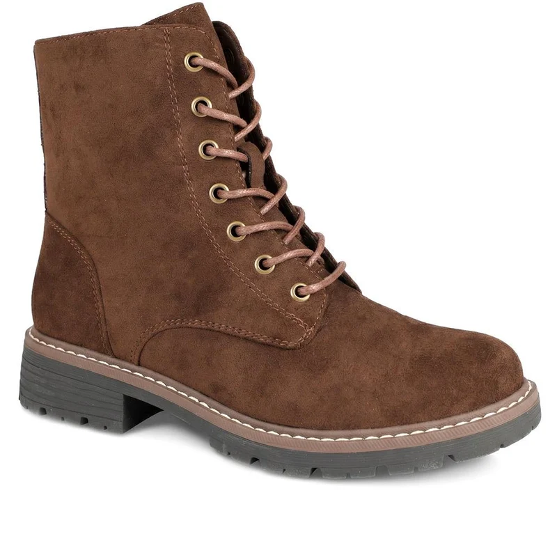 Lace Up Ankle Boots With Warm Lining - WBINS44000 / 329 764