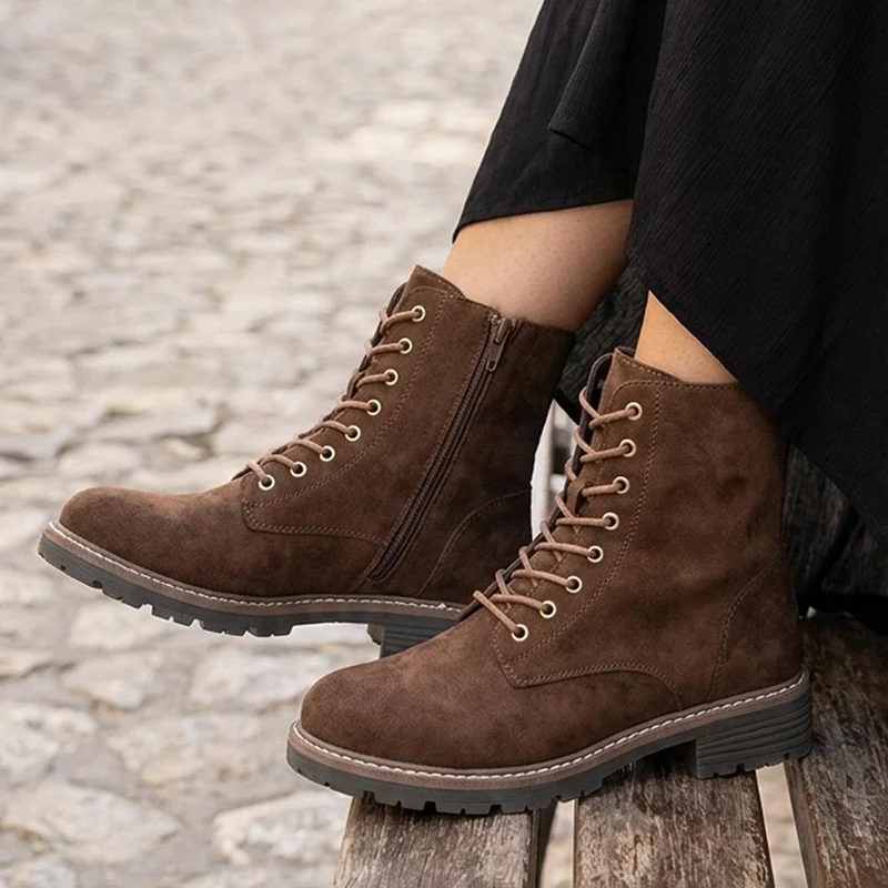Lace Up Ankle Boots With Warm Lining - WBINS44000 / 329 764 - Chocolate