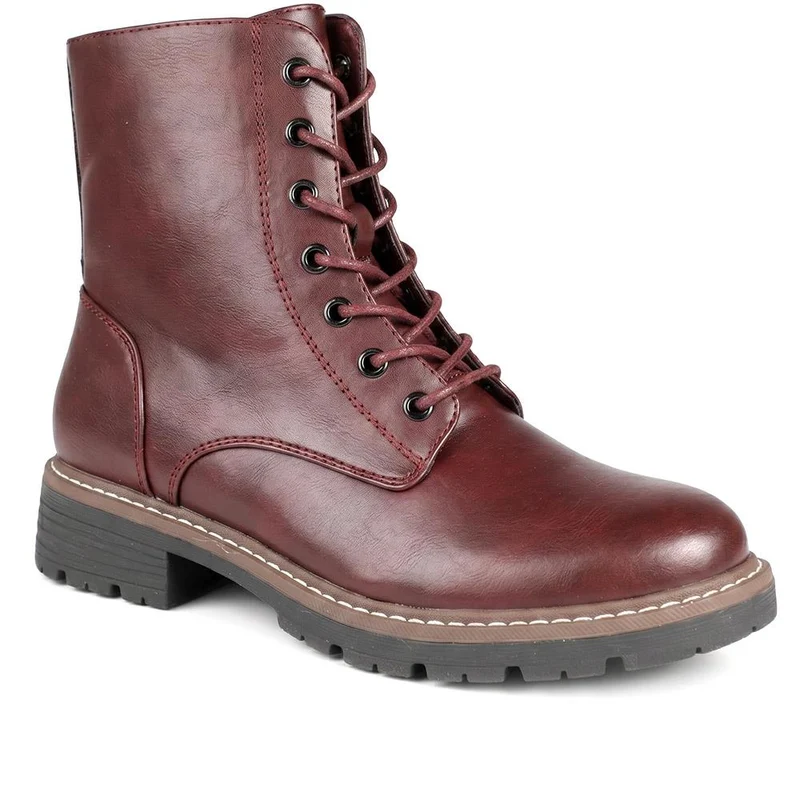 Lace Up Ankle Boots With Warm Lining - WBINS44000 / 329 764
