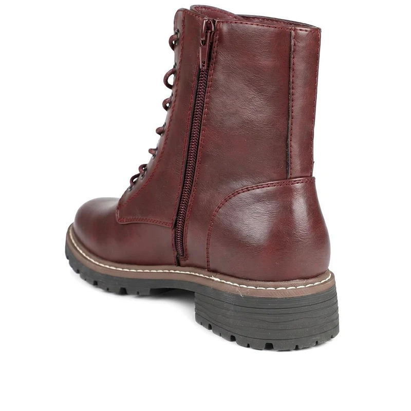 Lace Up Ankle Boots With Warm Lining - WBINS44000 / 329 764 - Burgundy