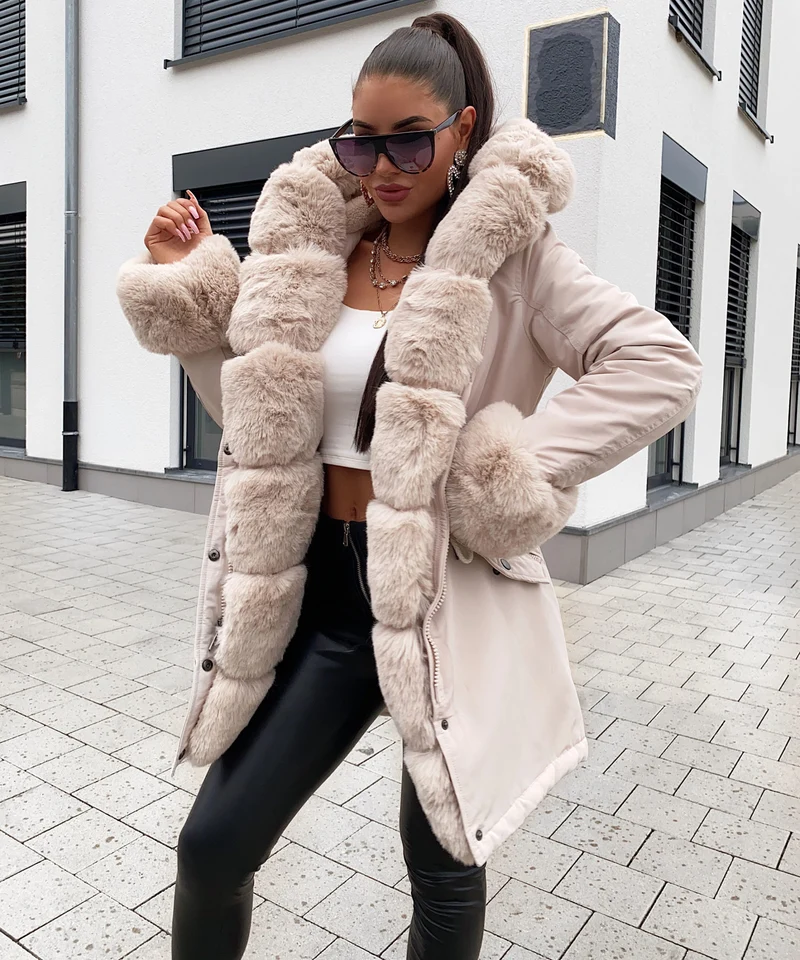 Kunstpelzjacke Glamour Beige