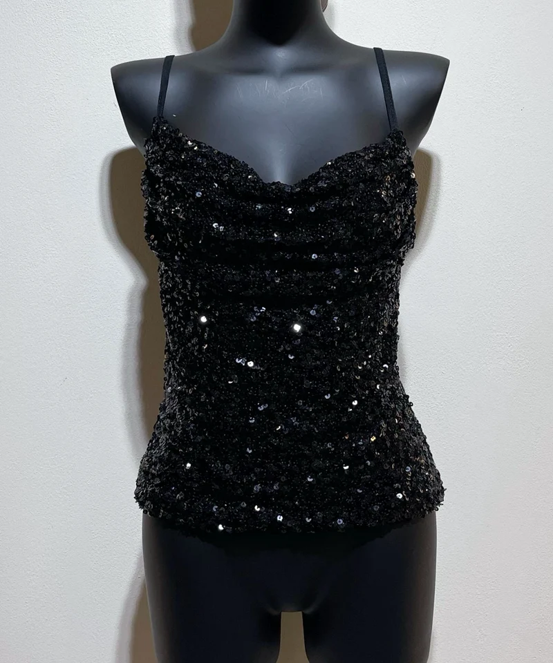 Top Merle Glitzer Schwarz