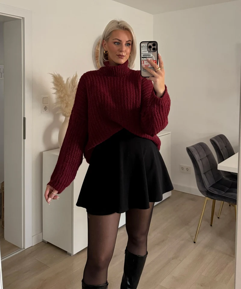 Rollkragen Pullover Tanny Weinrot