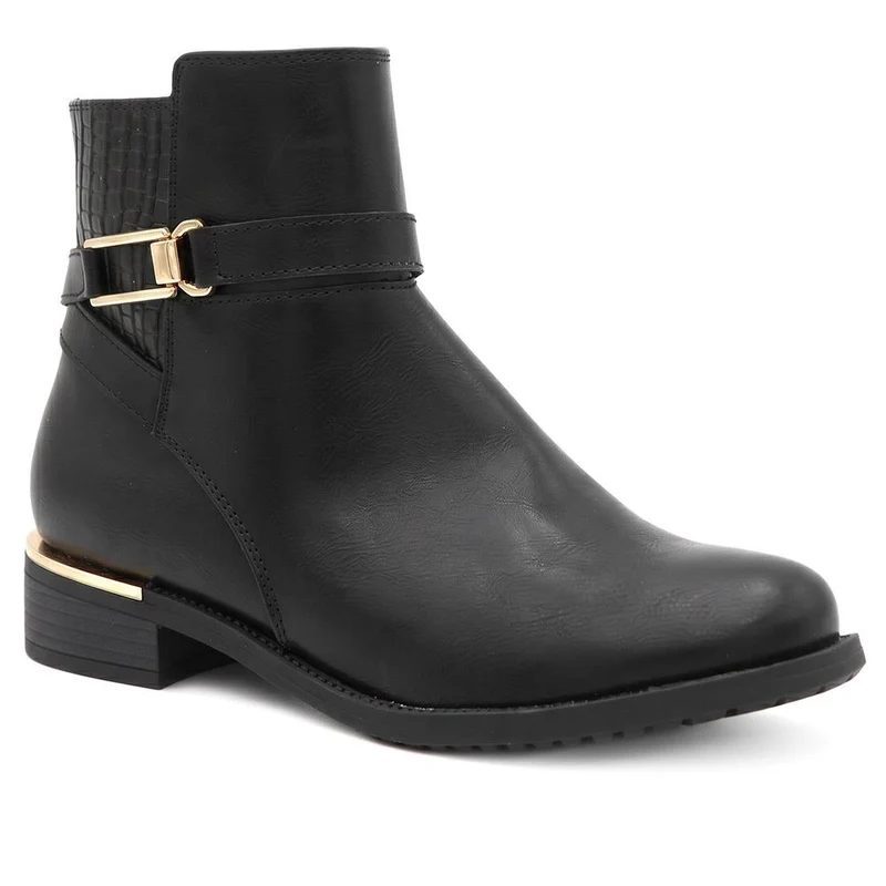 Bellissimo Buckle Detail Ankle Boots - BELWOIL44056 / 330 006 - Black