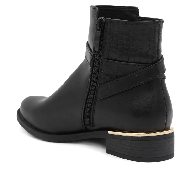 Bellissimo Buckle Detail Ankle Boots - BELWOIL44056 / 330 006 - Black