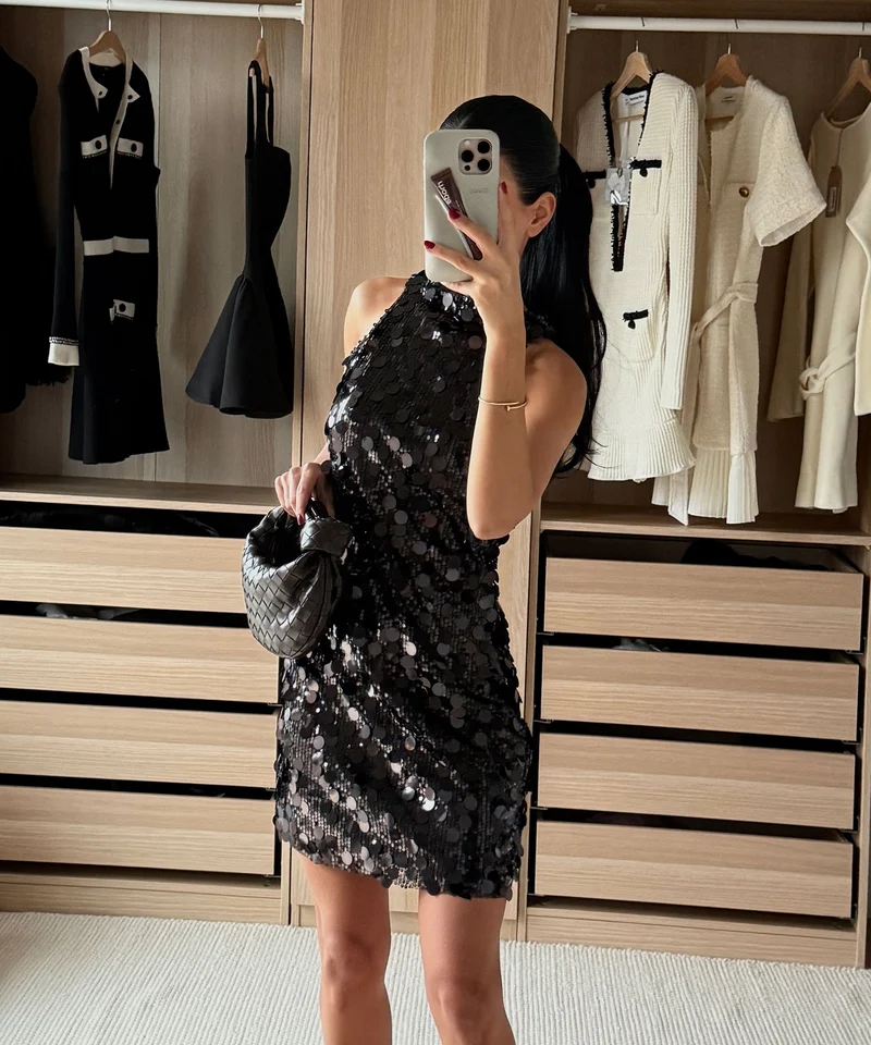 Pailletten Kleid Rinea Schwarz