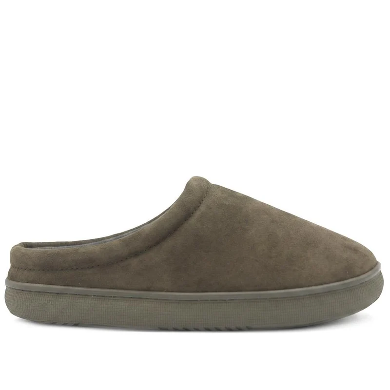 Luxury Leather Mule Slippers - QING44009 / 330 339 - Olive