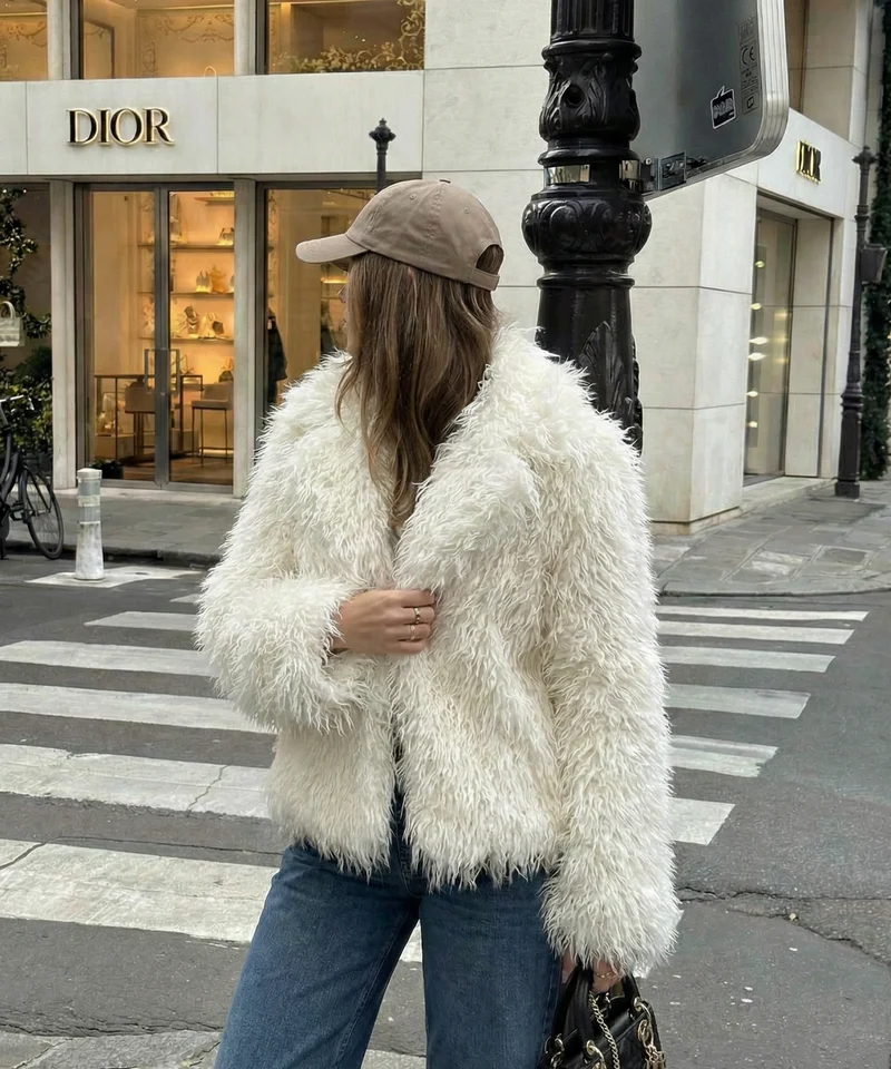 Kunstfell Jacke Sophie Weiß