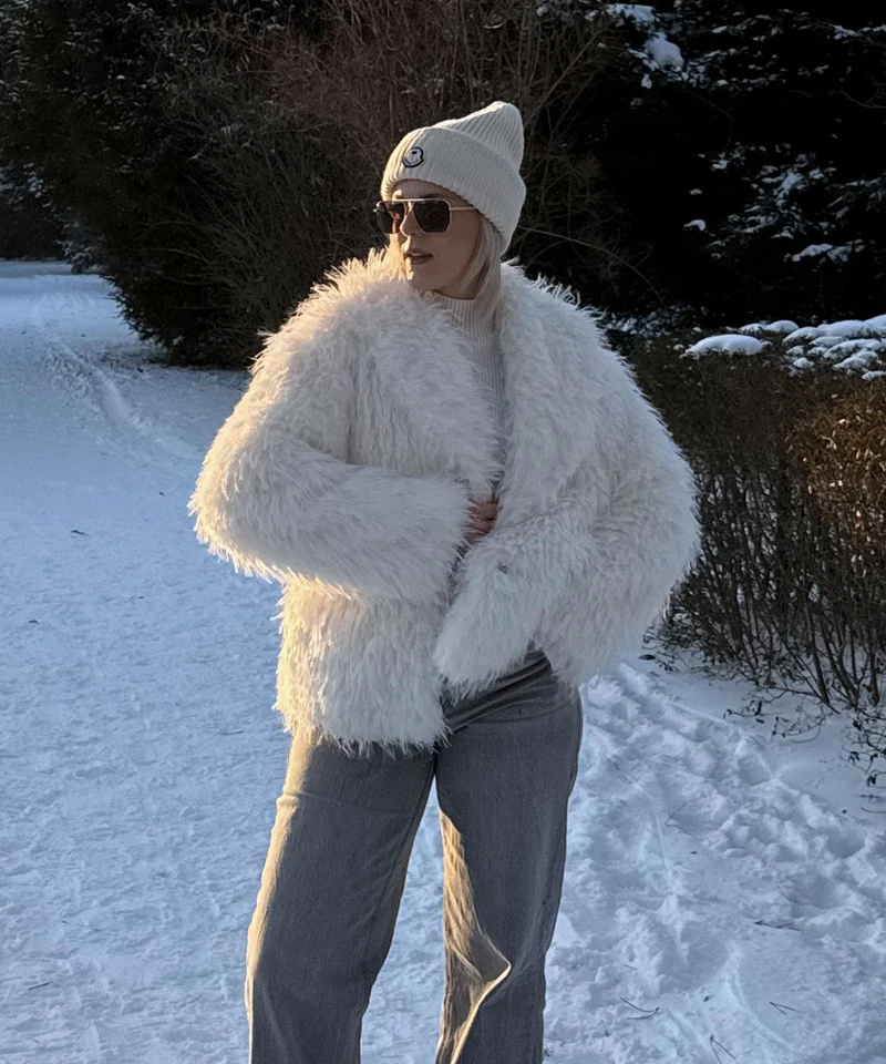 Kunstfell Jacke Sophie Weiß