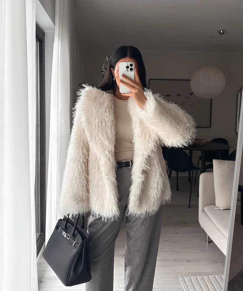 Kunstfell Jacke Sophie Weiß