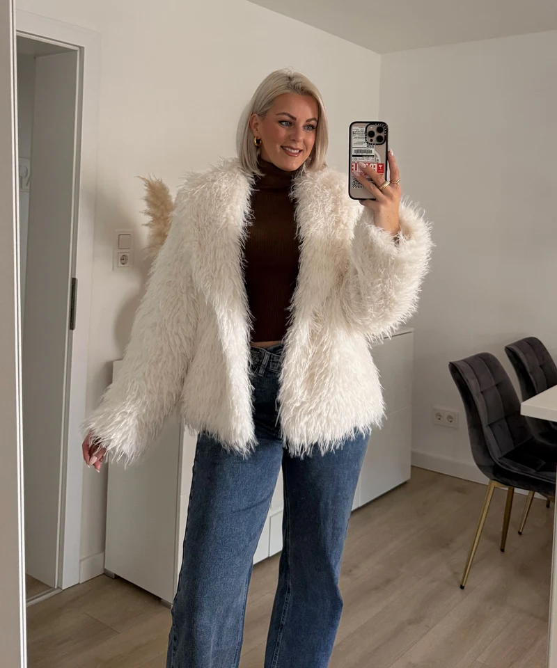 Kunstfell Jacke Sophie Weiß