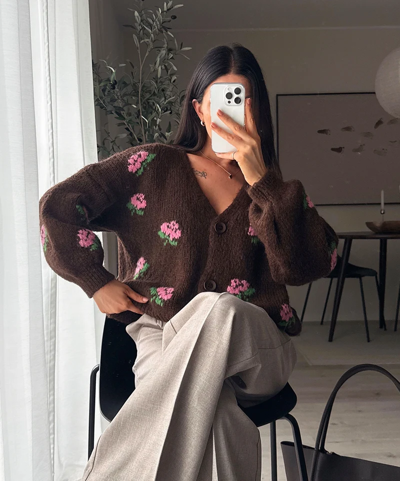 Cardigan Rose Dunkelbraun