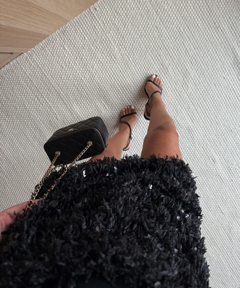 Federlook Rock Cia mit Pailletten Schwarz