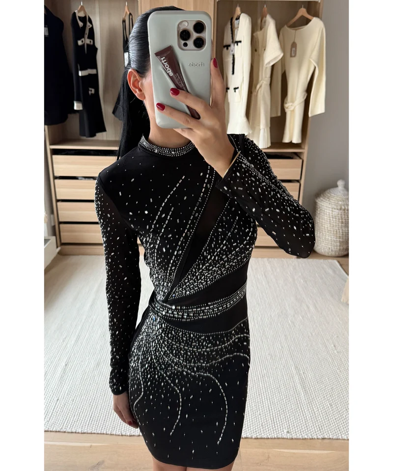 Kleid mit Glitzer Willa Schwarz