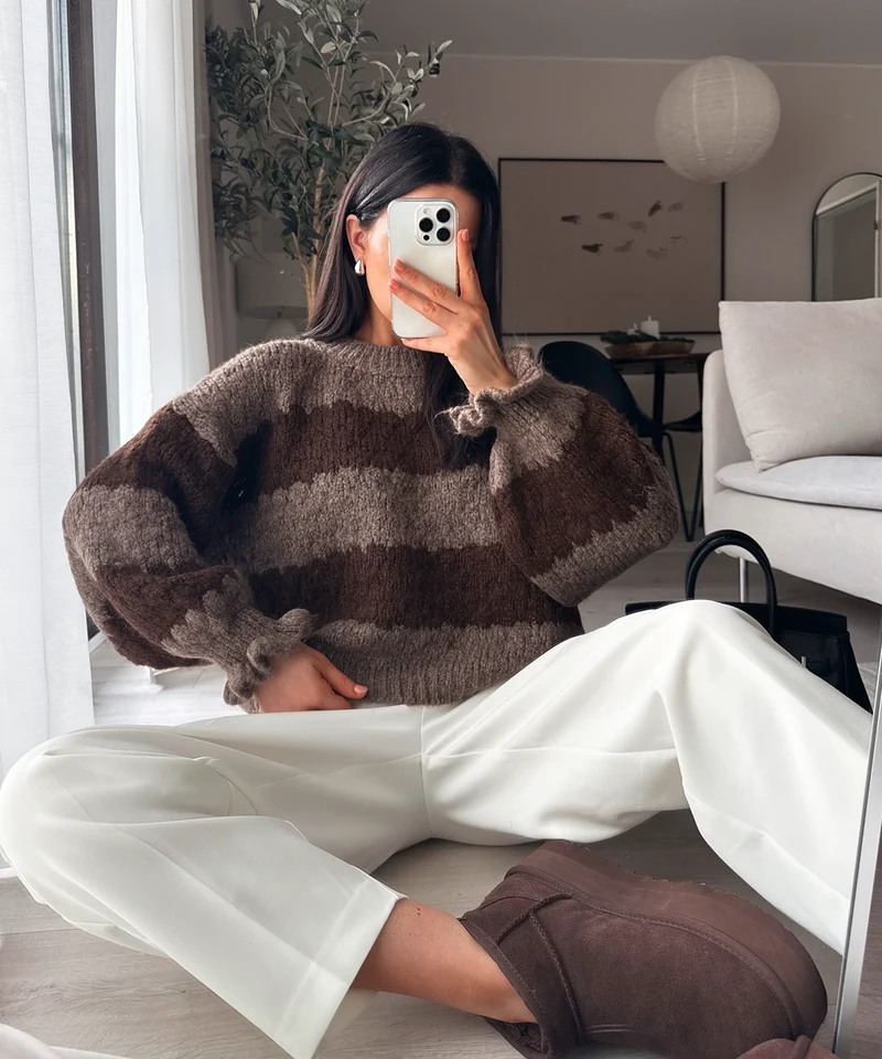 Pullover Dilena Streifen Braun
