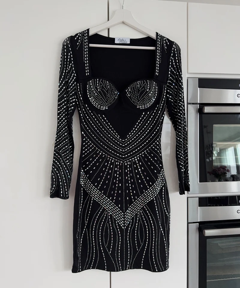 Glitzer Kleid Palina Schwarz