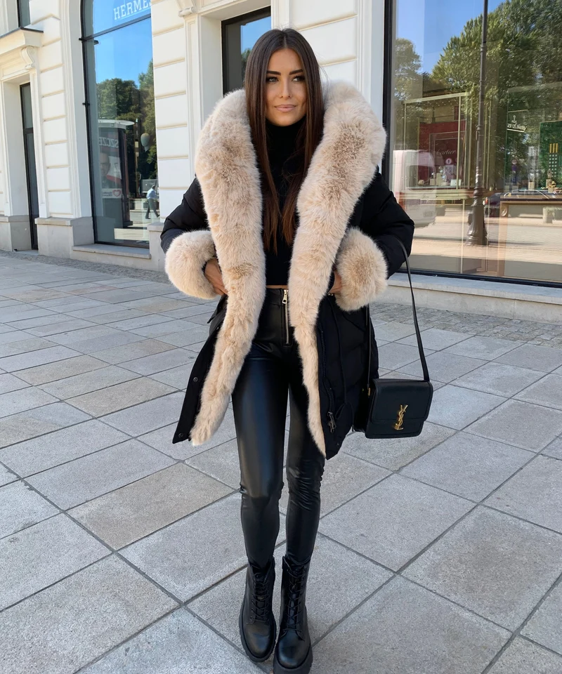 Jacke Aria Schwarz Beige