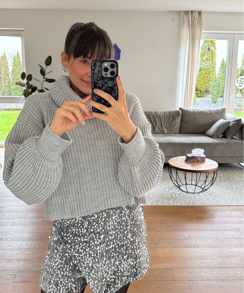 Rollkragen Pullover Yeni Hellgrau
