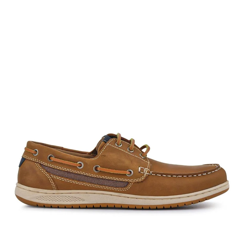 Leather Lace-Up Boat Shoes - SHAFI41001 / 327 096 - Brown