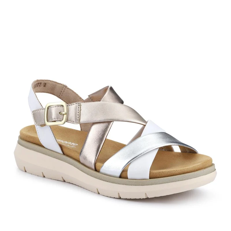 Buckle-Fastened Leather Sandals - DRS41509 / 327 088 - White Multi
