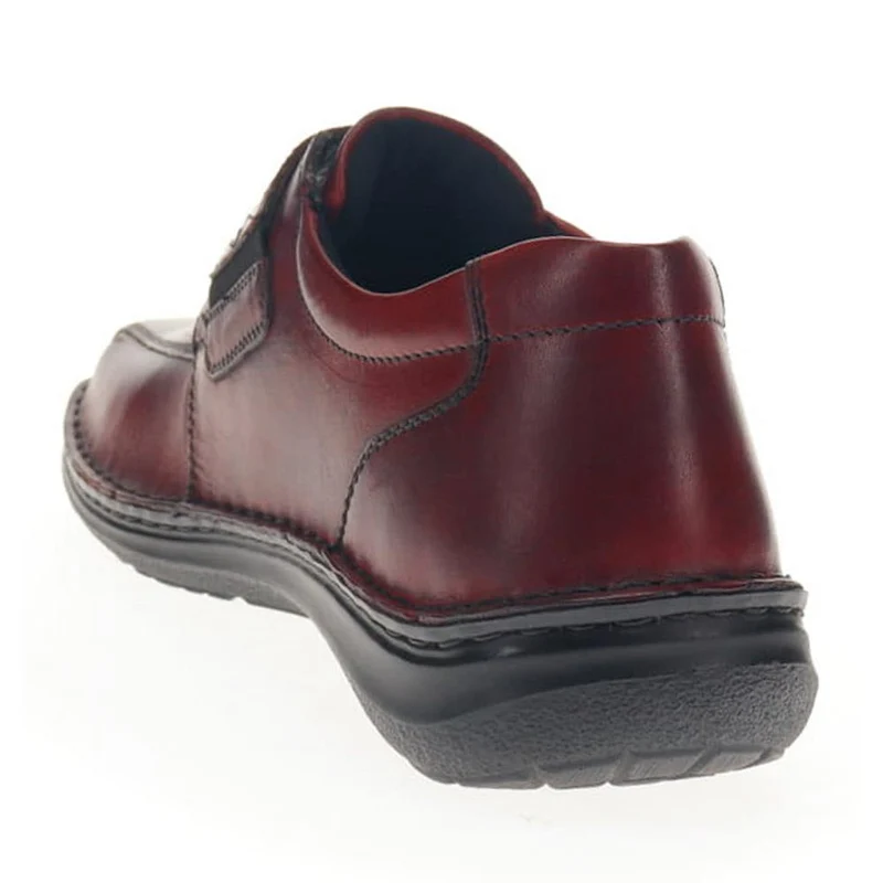 Wide Fit Leather Touch-Fasten Shoes - PARK40037 / 325 804 - Bordeaux