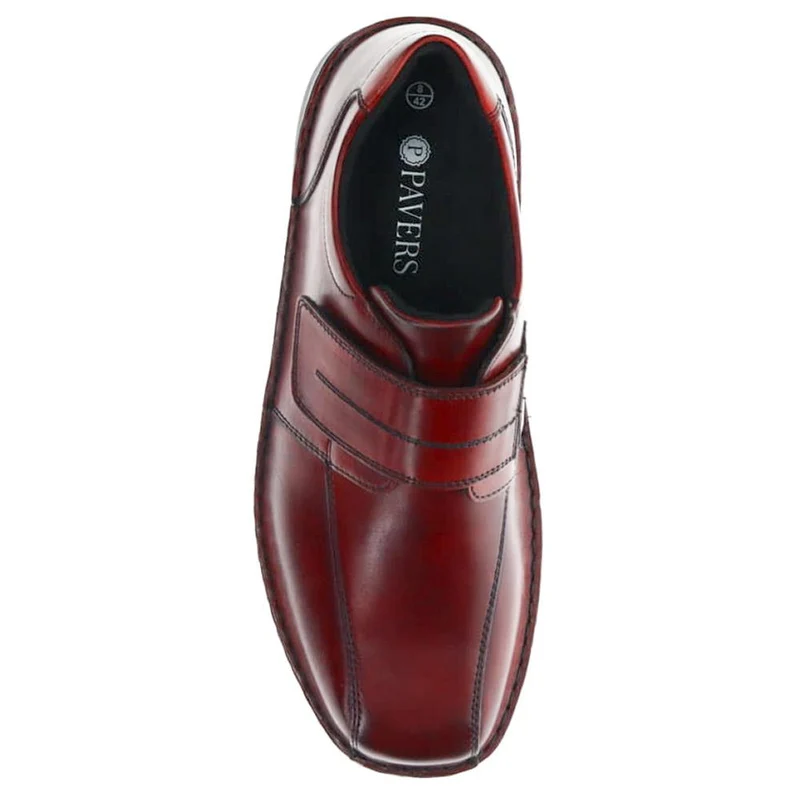 Wide Fit Leather Touch-Fasten Shoes - PARK40037 / 325 804 - Bordeaux