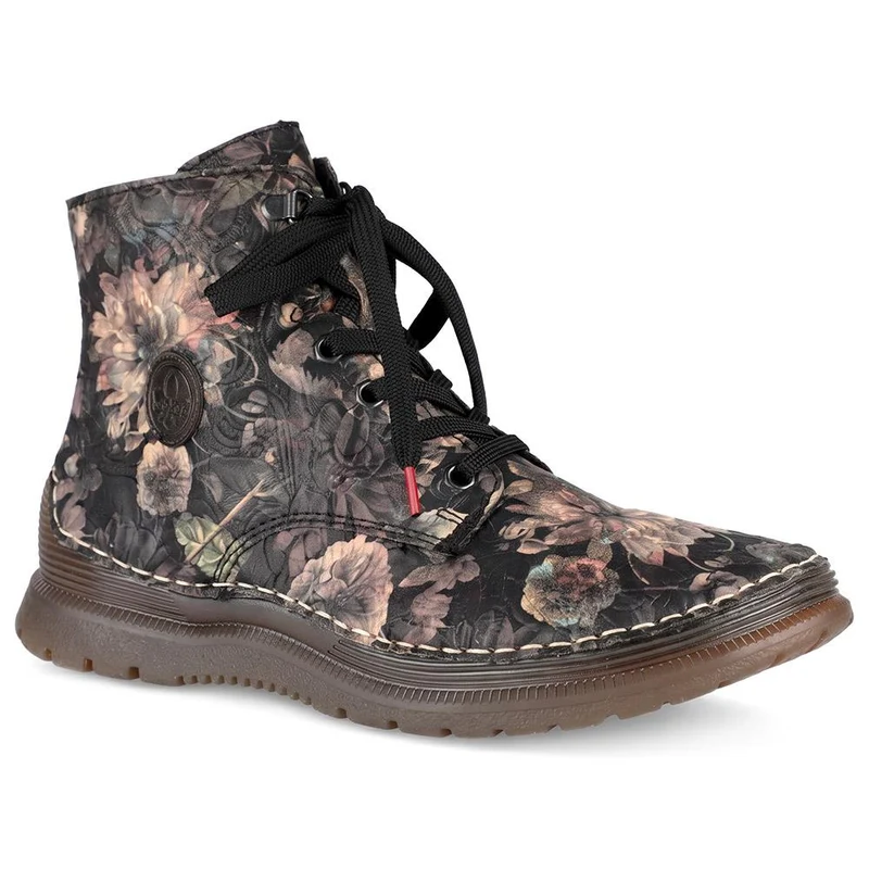 Rieker Floral Lace Up Ankle Boots - RKR44503 / 329 730