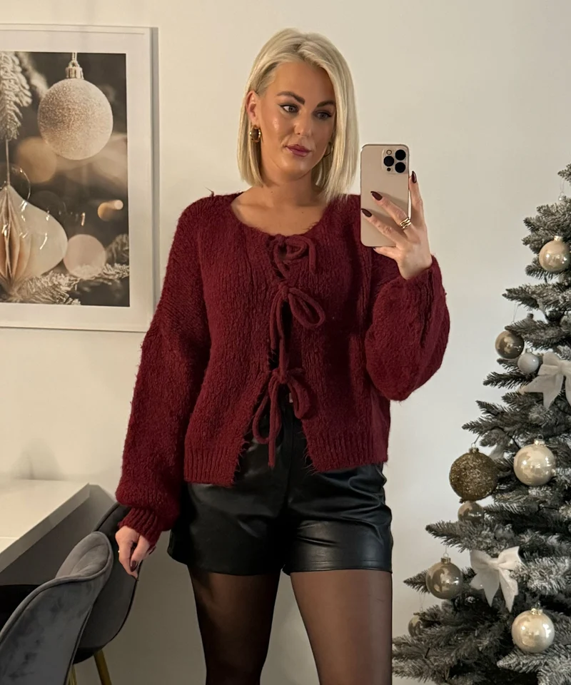 Cardigan Schleife Fia Weinrot