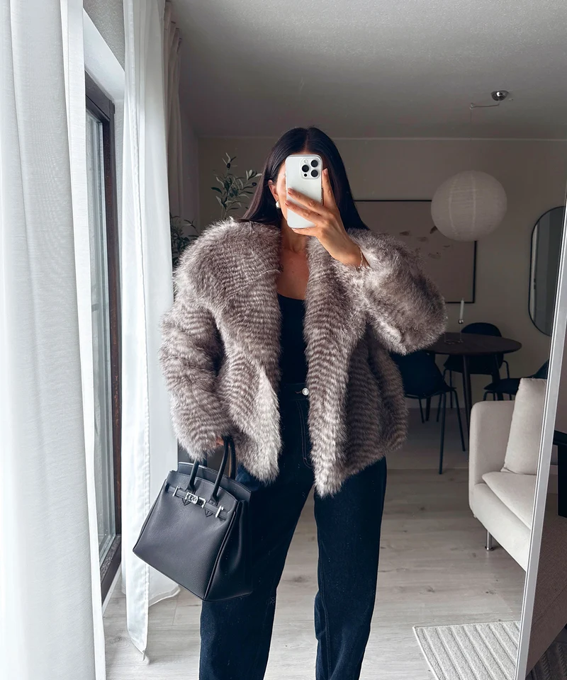 Kunstfell Jacke Klara Grau