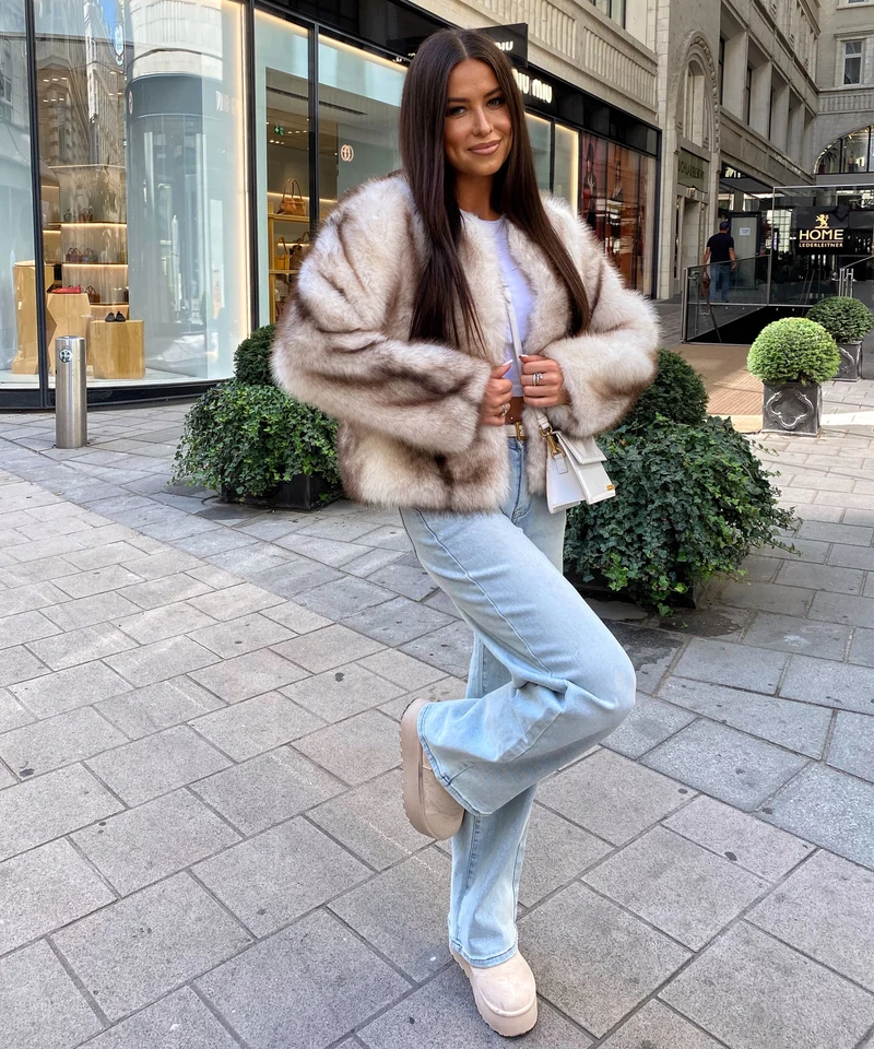Kunstfell Jacke Trixa Beige