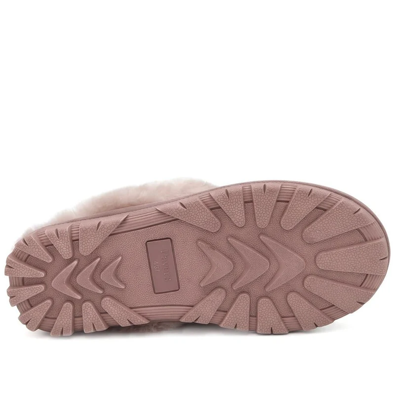 Luxury Leather Mule Slippers W/ Warm Linings - DUO44013 / 329 822 - Blush