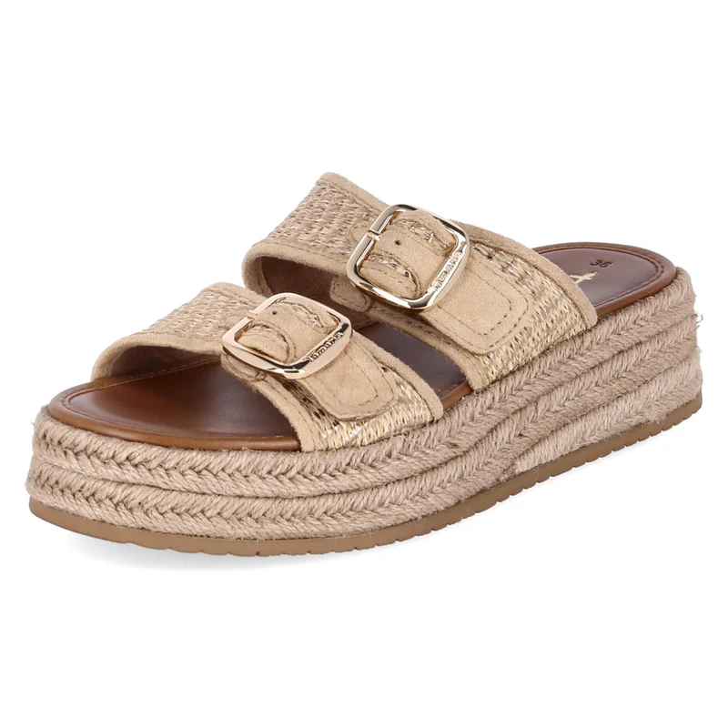 Espadrille-Pantoletten Beige