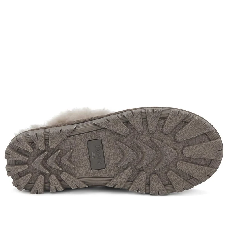 Luxury Leather Mule Slippers W/ Warm Linings - DUO44013 / 329 822 - Taupe
