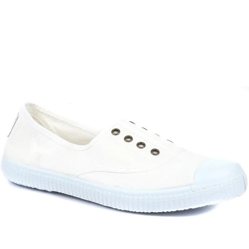 1915 Inglesa Laceless Canvas Trainers - FASHE33500 / 320 846 - White