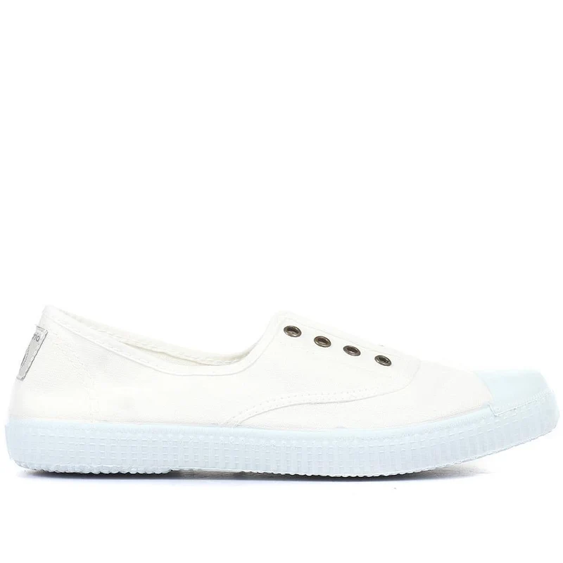 1915 Inglesa Laceless Canvas Trainers - FASHE33500 / 320 846 - White
