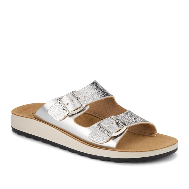Fly Flot Dual Buckle Strapped Mule Sandals - FLY41019 / 326 665 - Silver