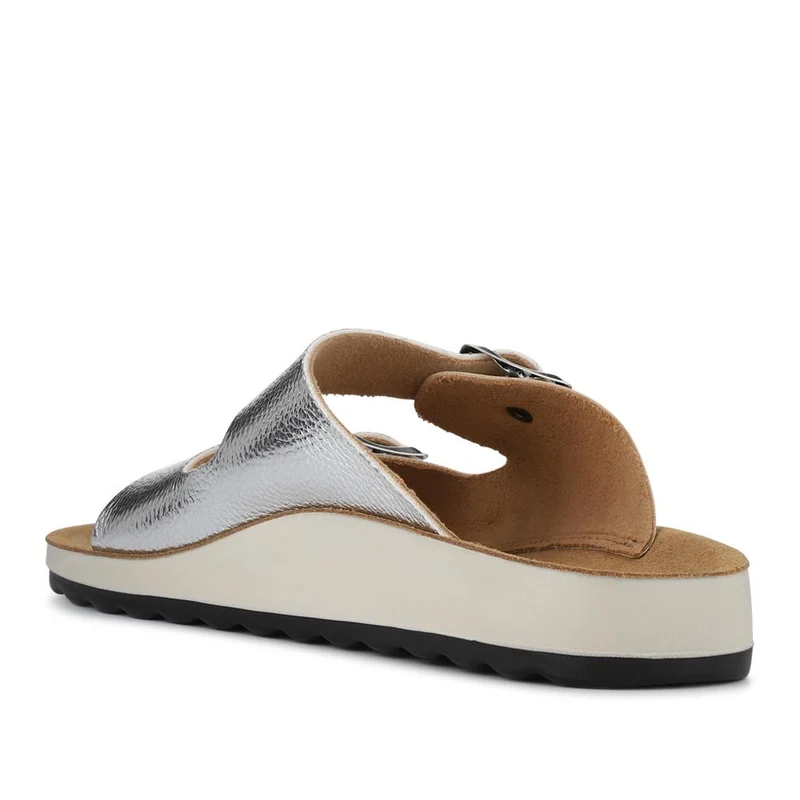 Fly Flot Dual Buckle Strapped Mule Sandals - FLY41019 / 326 665 - Silver