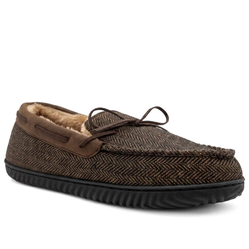 Fur-Lined Slippers - GALOP40027 / 326 308 - Brown Multi