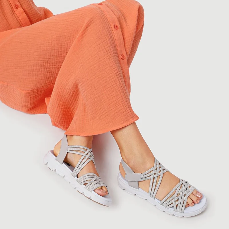 Wide Fit Stretchy Cushioned Sandals - WBINS41089 / 327 328 - Beige