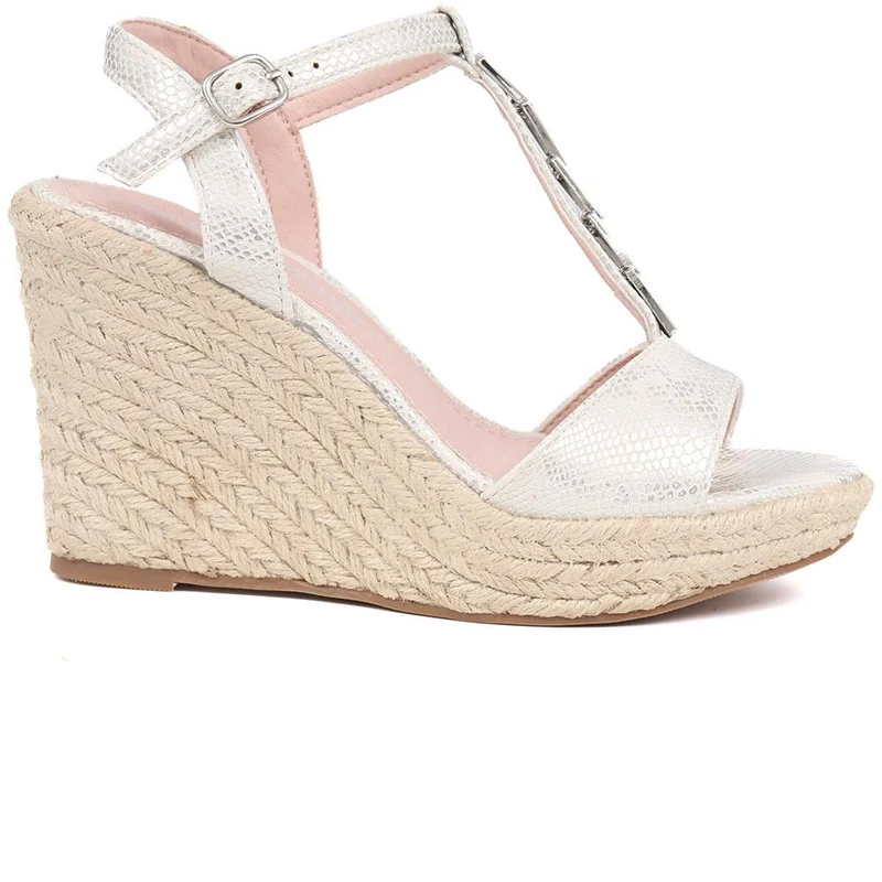 Adjustable Espadrille Sandals - BELTREN39005 / 325 518 - White Snake